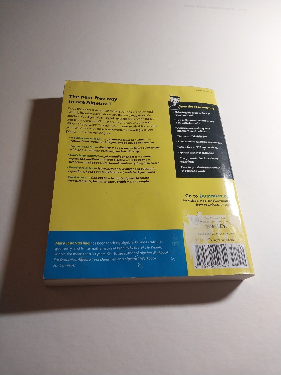 Algebra I for Dummies® by Mary Jane Sterling (2010, Trade Paperback)