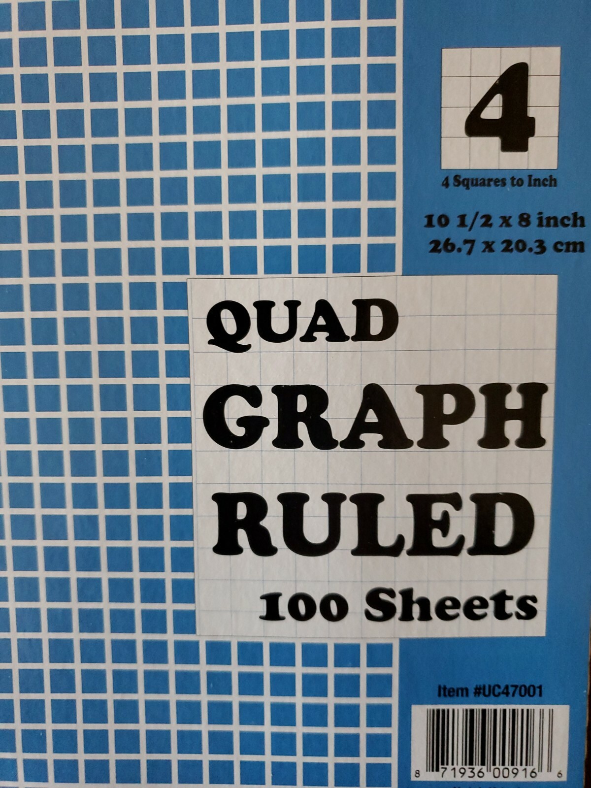 GRAPH PAPER NOTEBOOK QUAD Ruled 100 SHEETS BOOK SPIRAL GRID 4 SQ PER IN 8.5 x 11