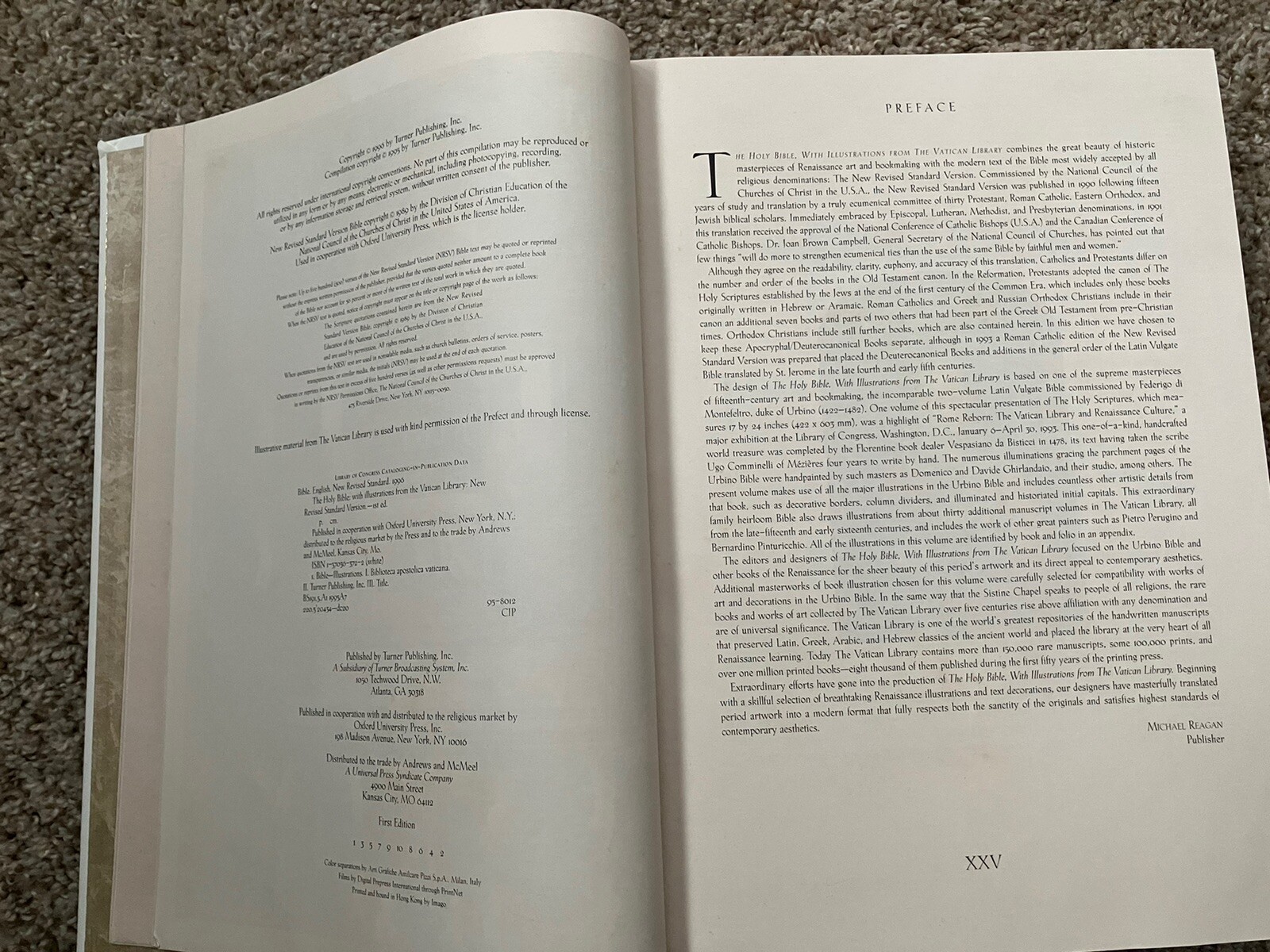 1996 THE HOLY BIBLE with ILLUSTRATIONS from The VATICAN LIBRARY White Hardcover