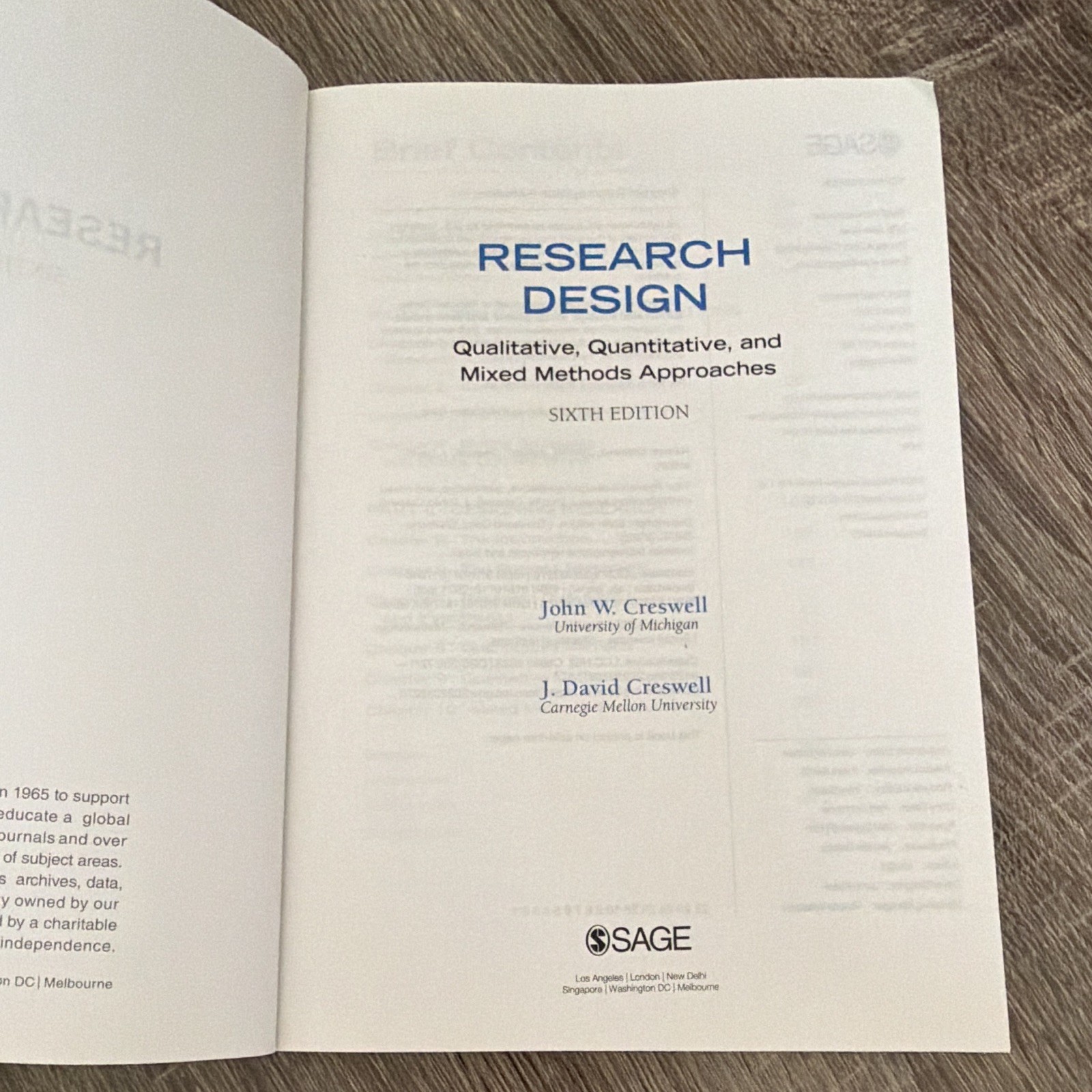 Research Design Sixth Edition Creswell & Creswell SAGE Qualitative Quantitative