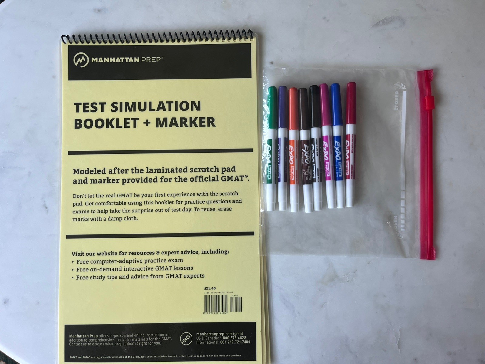Manhattan Prep GMAT Prep Test Simulation Spiral Booklet with Bonus Markers Clean