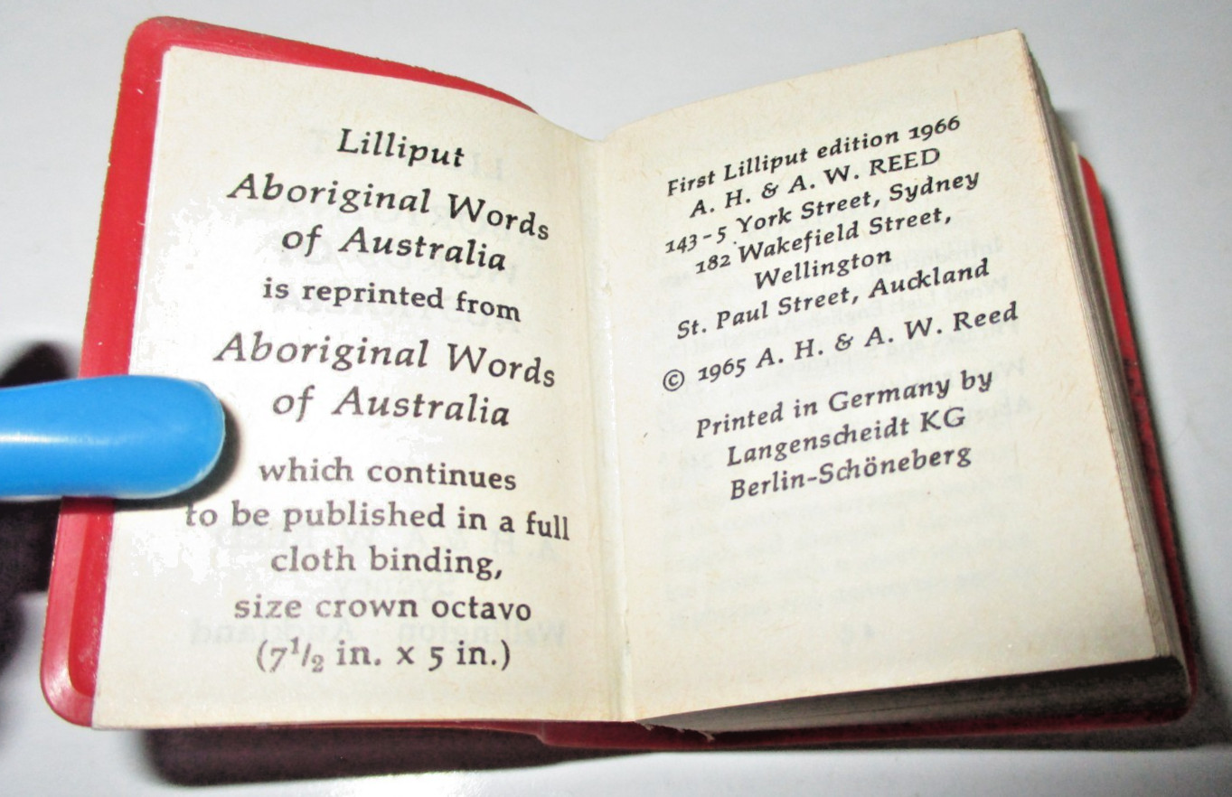 1966 Lilliput Aboriginal Words of Australia by A. W. Reed Vintage Miniature Book