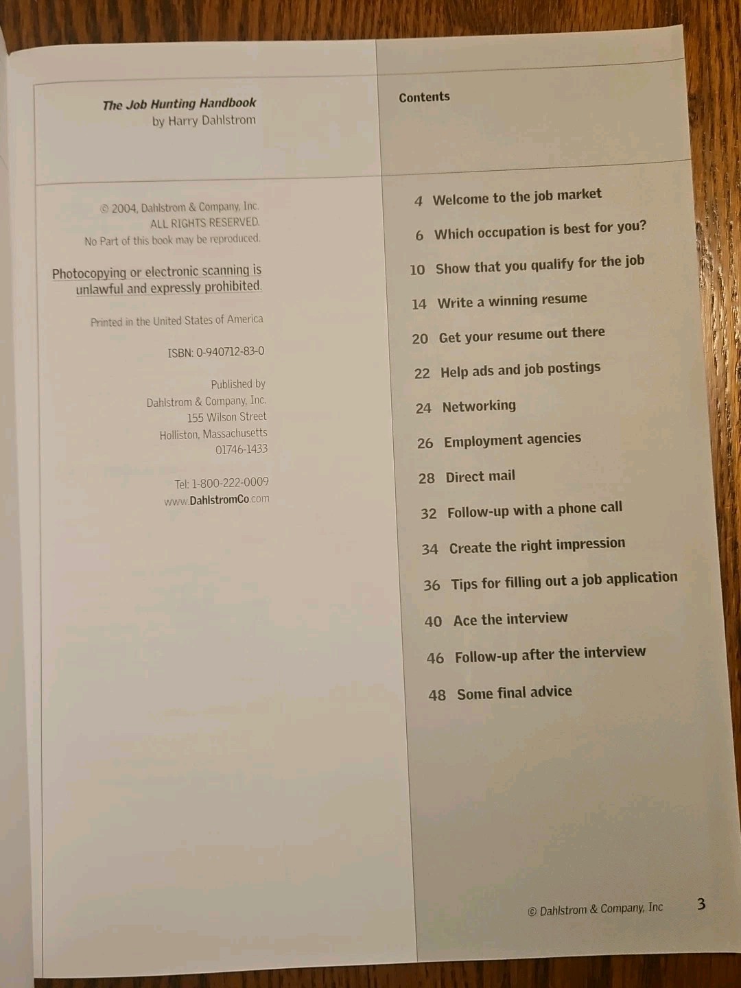 The Job Hunting Handbook & Surviving A Layoff By Harry Dahlstrom