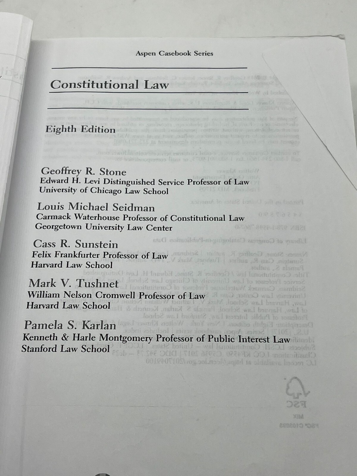 Constitutional Law (Aspen Casebook) New Edition