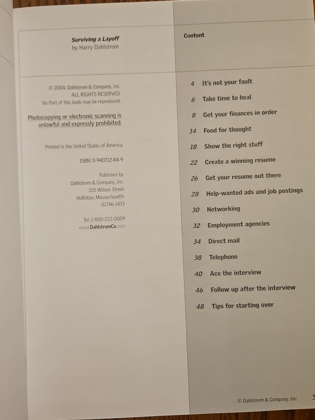 The Job Hunting Handbook & Surviving A Layoff By Harry Dahlstrom