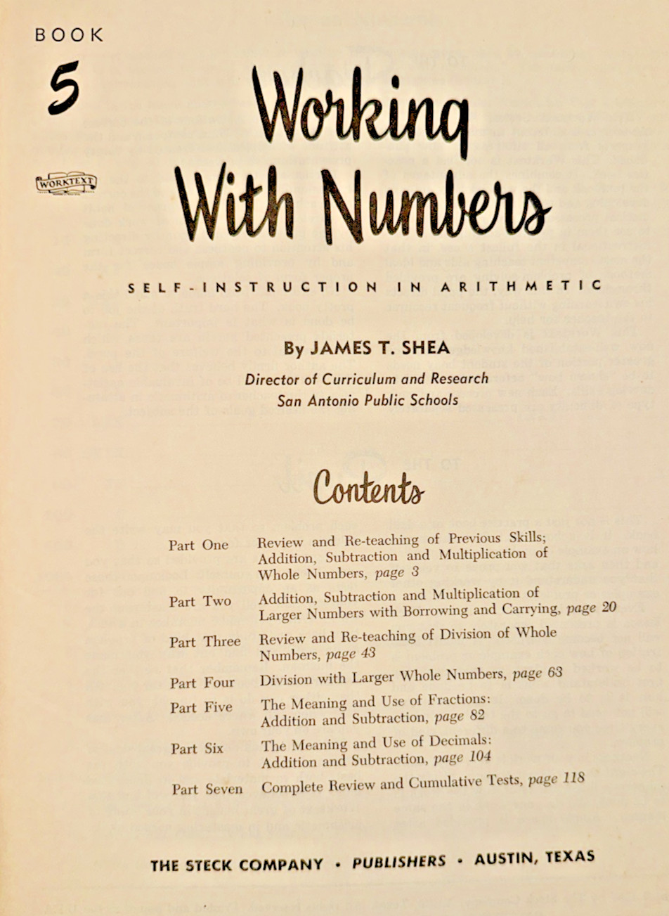 Working With Numbers Grade 5 Workbook Self-Instruction Mathematics James Shea