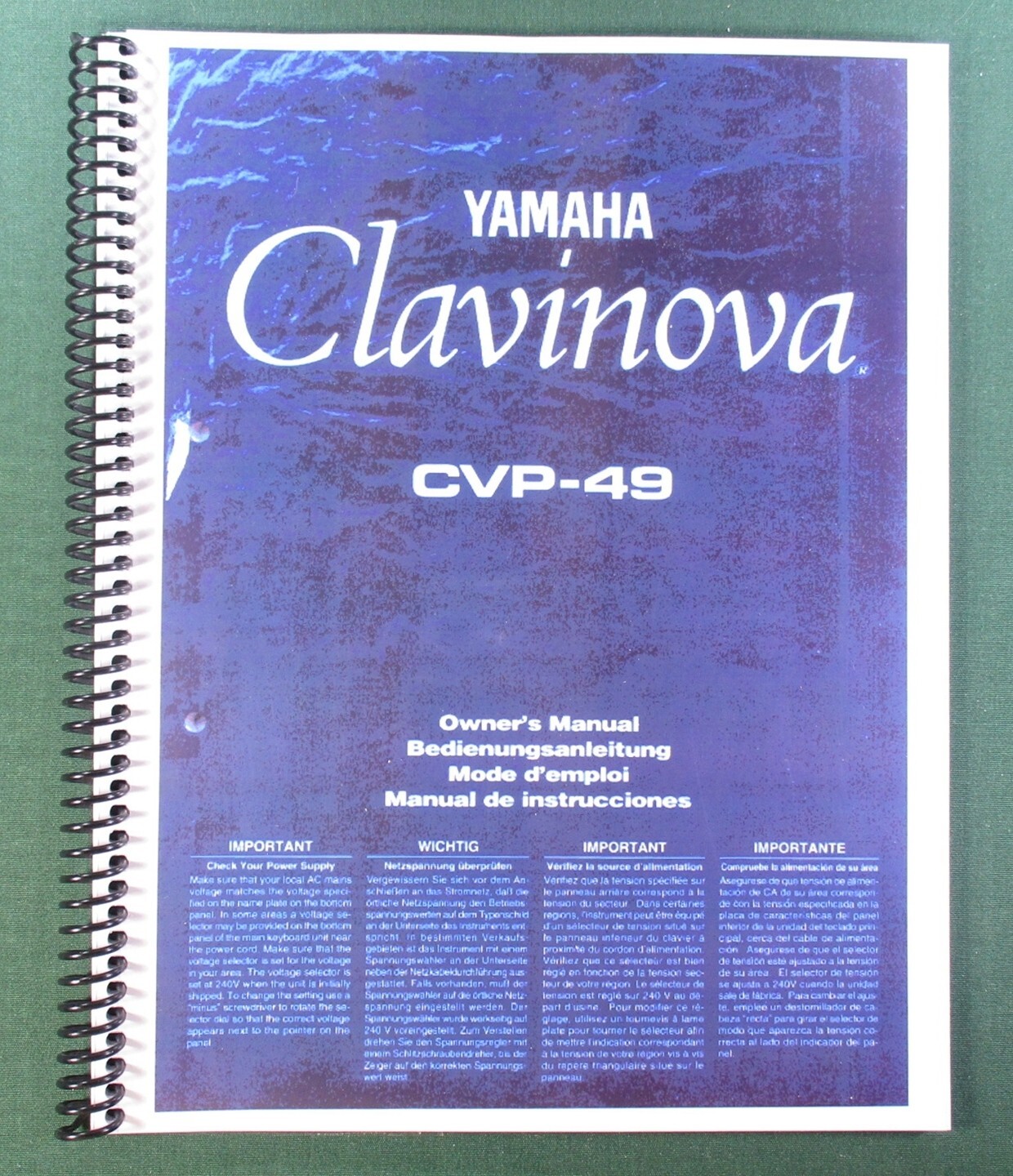 Yamaha CVP-49 Instruction Manual: 56 Pages & Protective Covers!