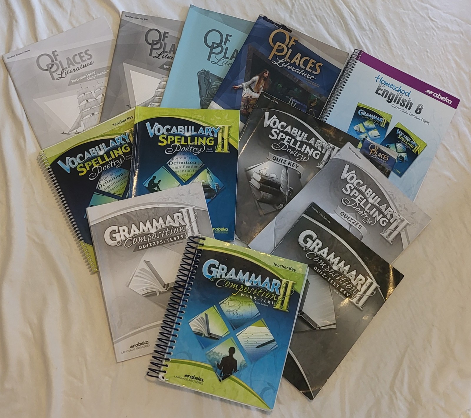 Abeka Grade 8 Grammar & Composition II, Vocab Spelling, Literature, 12 Book Set