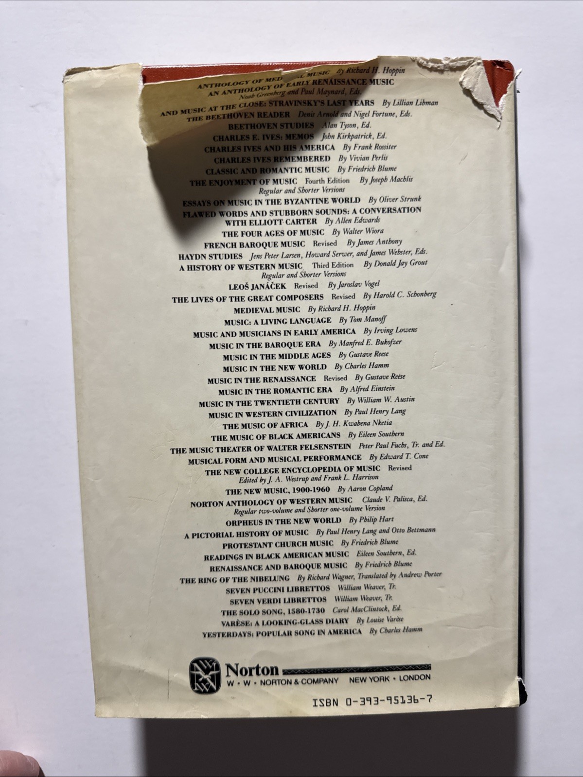 A History Of Western Music‘ Third Edition- Donald Jay Grout 749 Pages