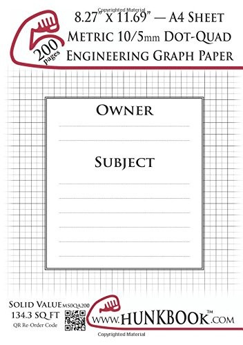 ENGINEERING GRAPH PAPER (200PAGES/WHITE): METRIC 10/5MM By Mighty Hunkbook *NEW*