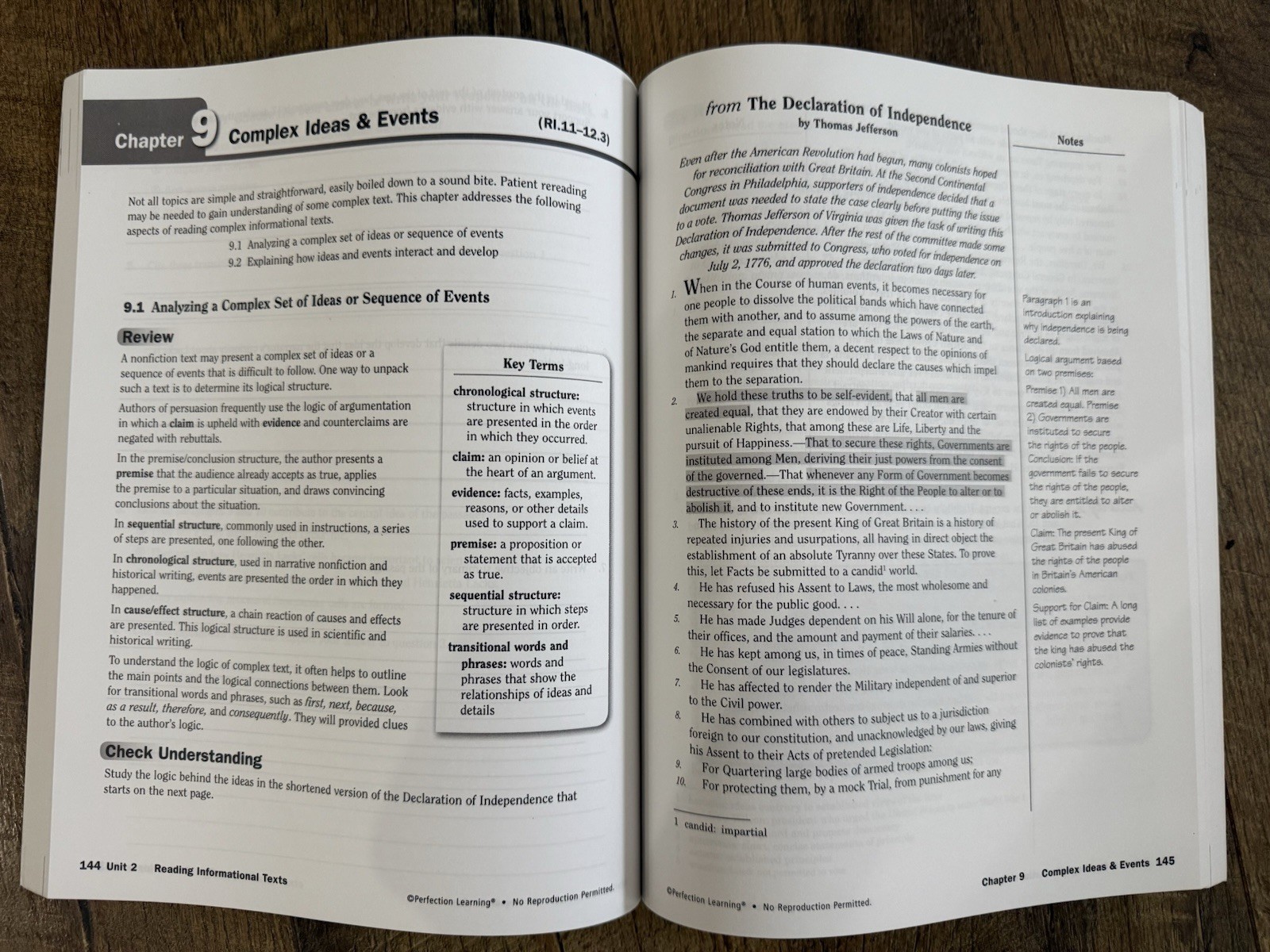Reviewing English Language Arts Perfection Learning 2015 Student Workbook