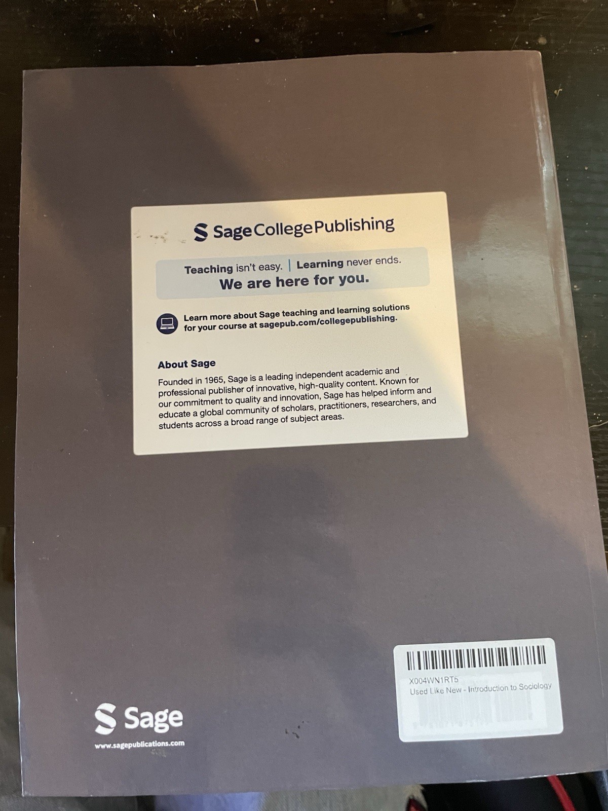 Introduction to Sociology 6th Ed Paperback Ritzer Ryan Sage 2023 Textbook