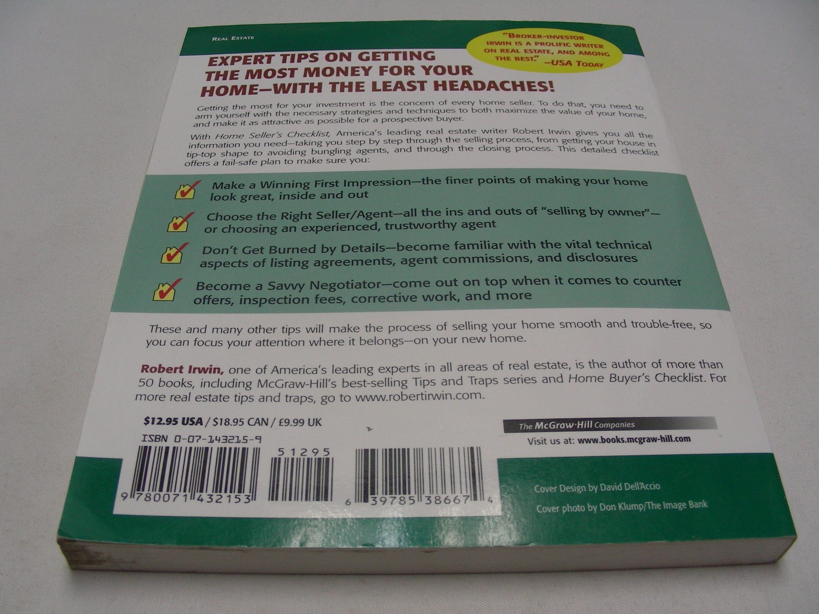HOME SELLERS CHECKLIST – ROBERT IRWIN – 2004 – PAPERBACK BOOK!