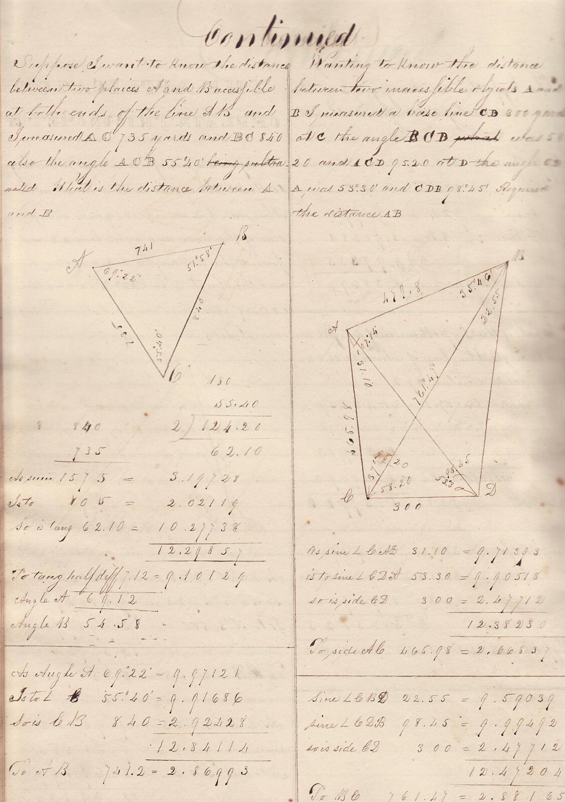 Orig 1837 Collection of Handwritten GEOMETRY PROBLEMS in SURVEYING – 28 pages