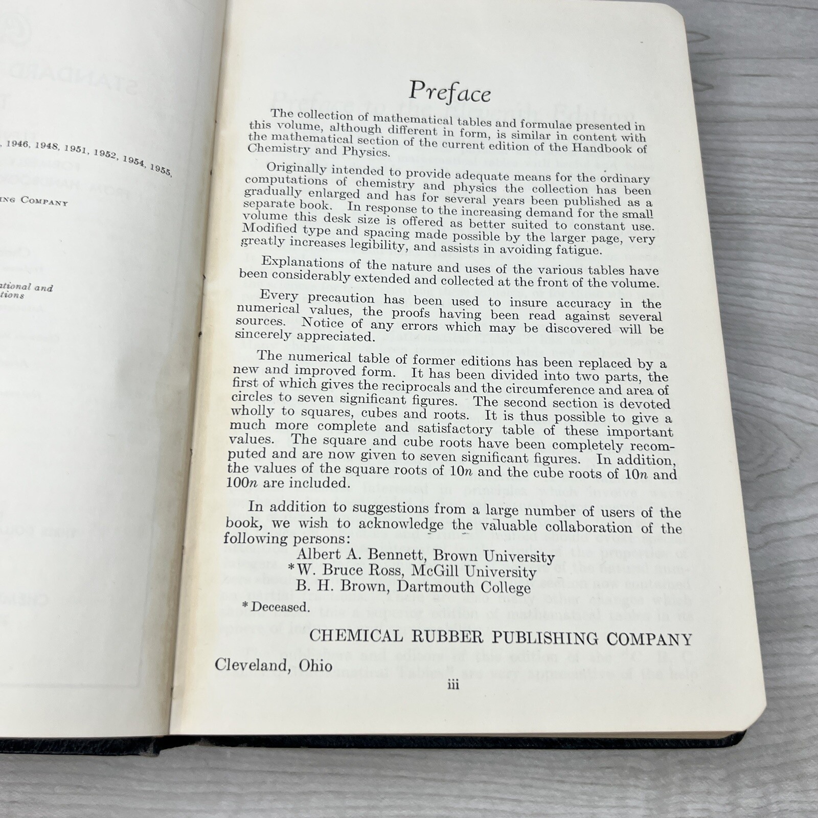 CRC Standard Mathematical Tables 11th Edition 1957 Vintage Hardcover Chem Math