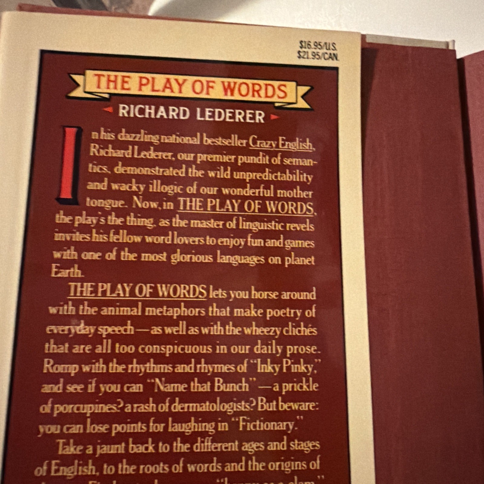 Play of Words : Fun and Games for Language Lovers by Richard Lederer (SIGNED)