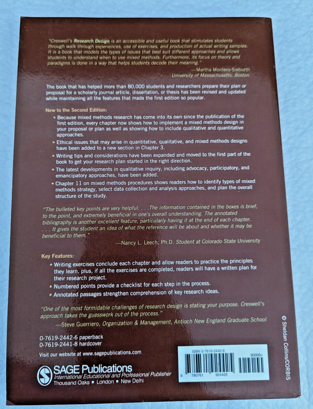 Research Design Qualitative, Quantitative, Mixed Methods John W Creswell 2nd ed