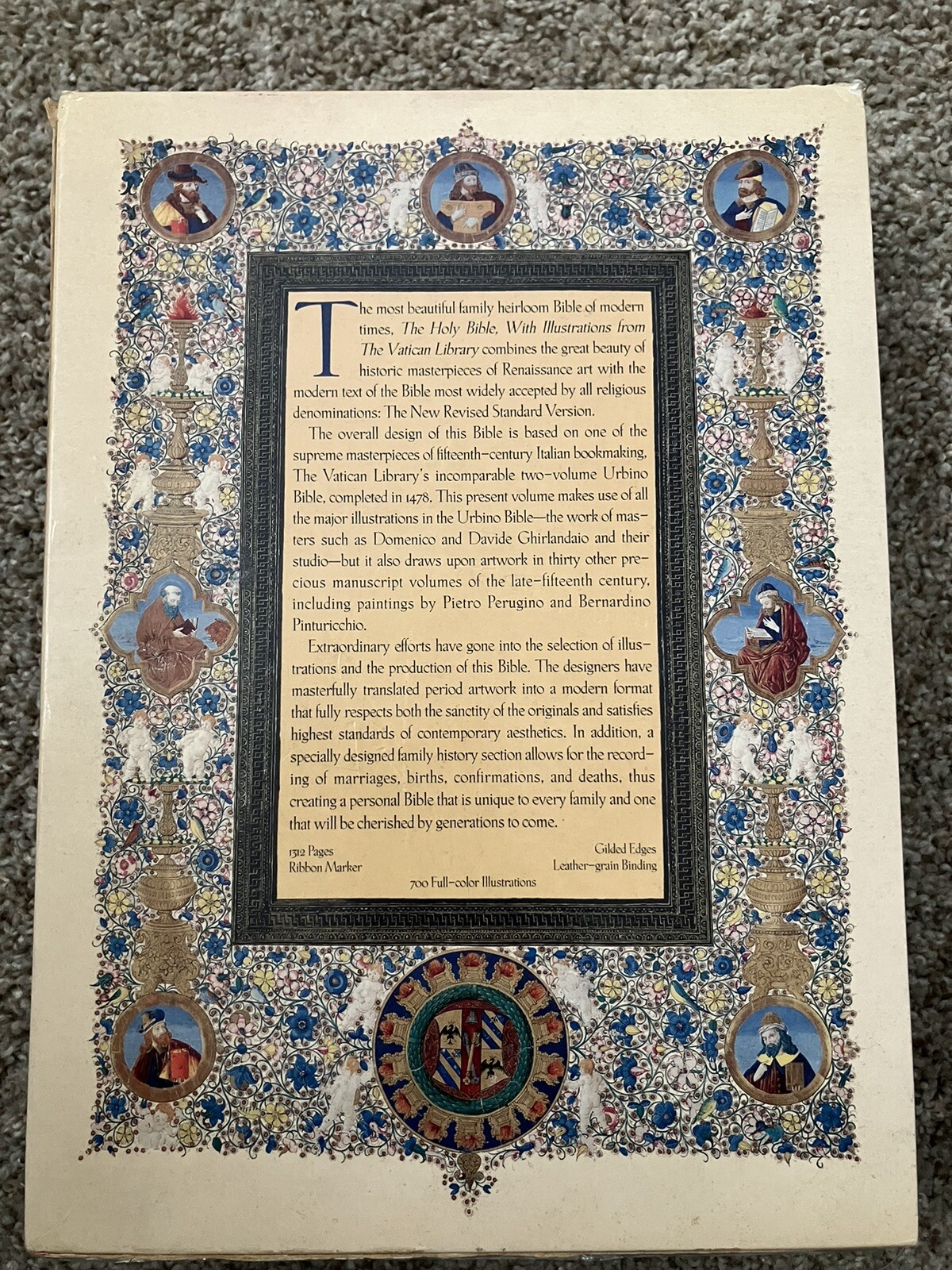 1996 THE HOLY BIBLE with ILLUSTRATIONS from The VATICAN LIBRARY White Hardcover