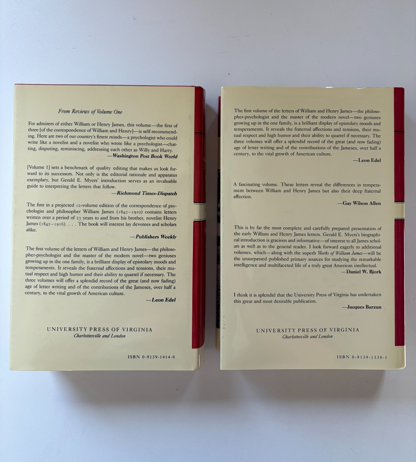The Correspondence of William James Volumes 1 & 2 1992 HC DJ Set Lot Virginia