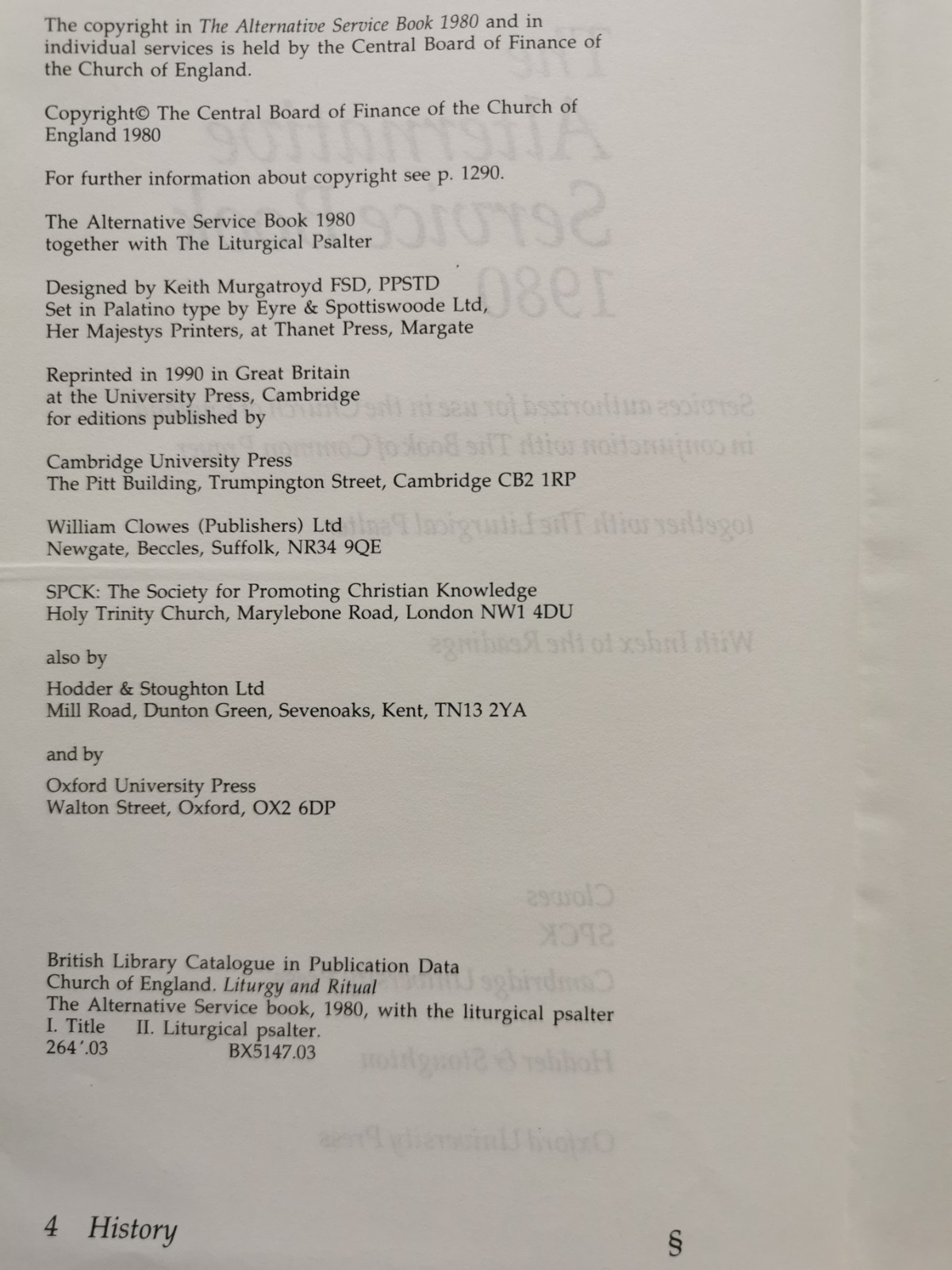 The Alternative Service Book 1980 Together With The Liturgical Psalter – 1990