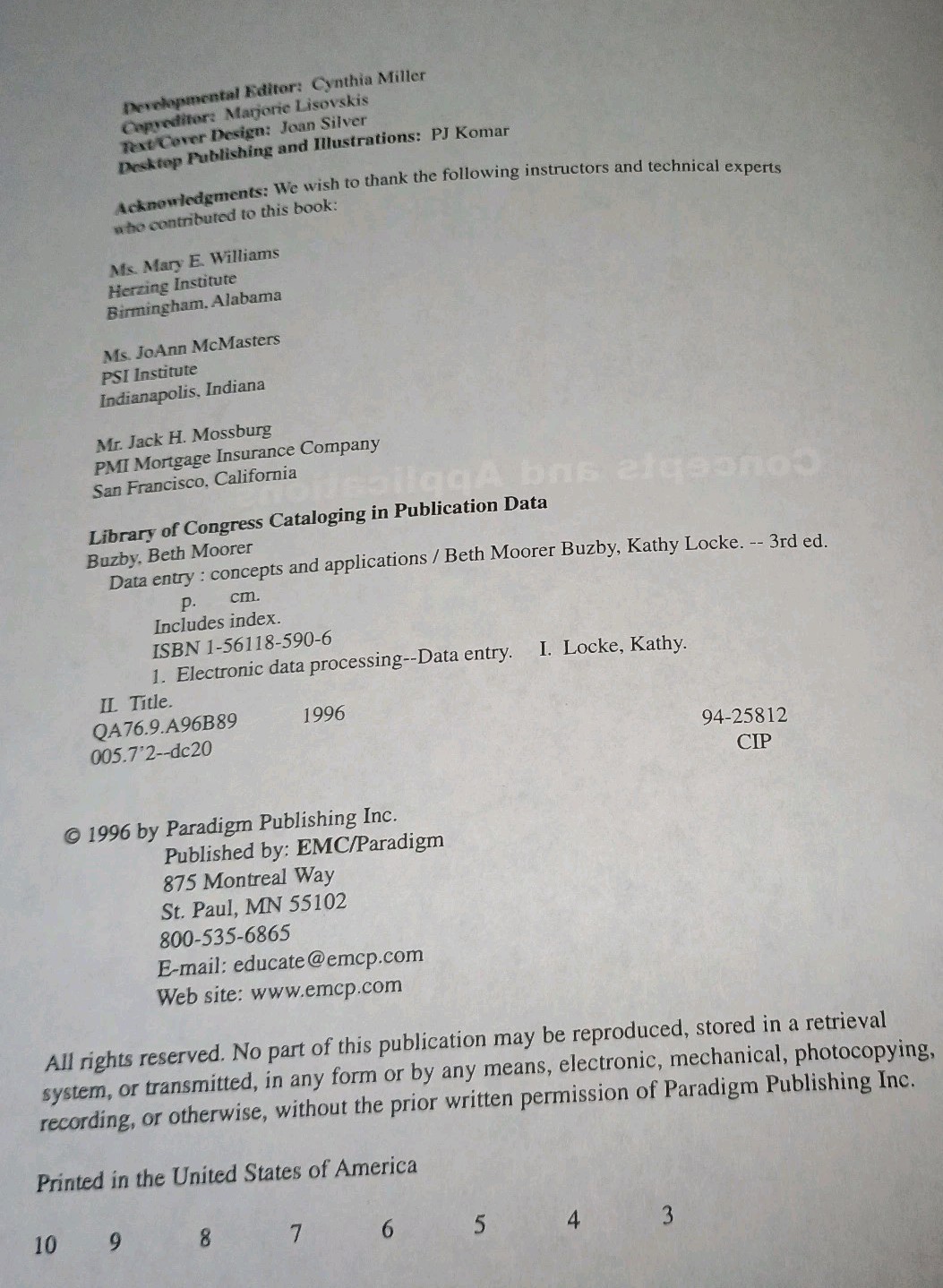 Data Entry 3rd Edition: 1996 Concepts and Applications
