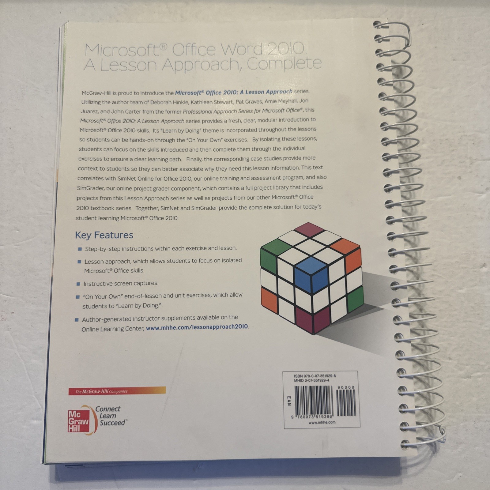 Microsoft Office Word 2010 Deborah Hinkle Spiral Paperback Like New