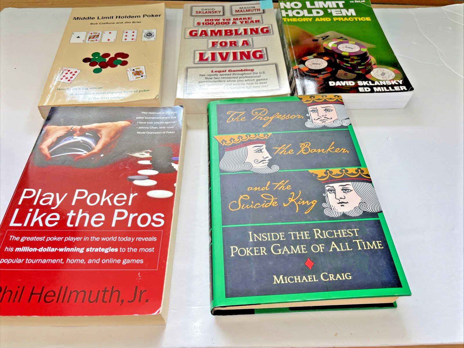 Lot of 5 POKER Books – Poker Strategy, Poker Essays, Ace on River, Read for More