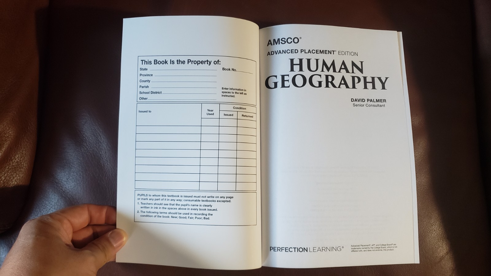 AMSCO AP Edition Human Geography Textbook by David Palmer, Perfection Learning