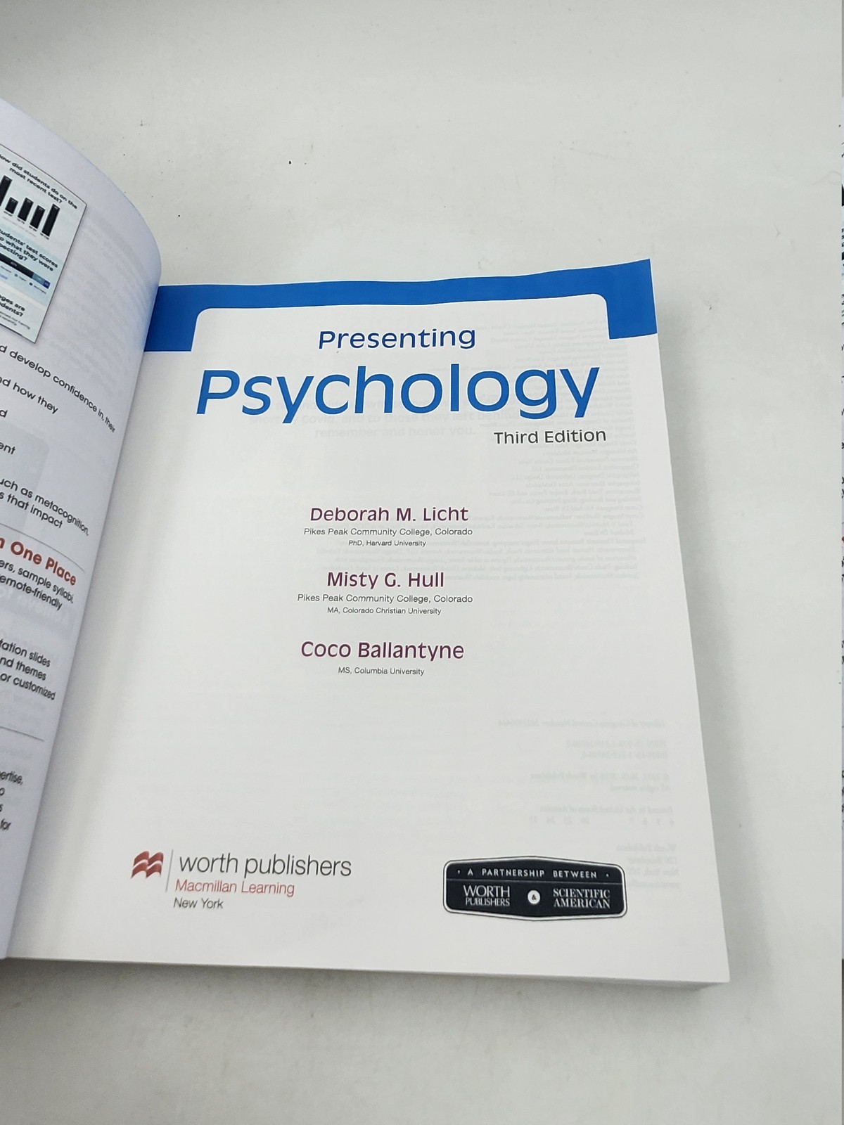 Presenting Psychology Third Edition Licht Hull Ballantyne Worth Publishers Textb