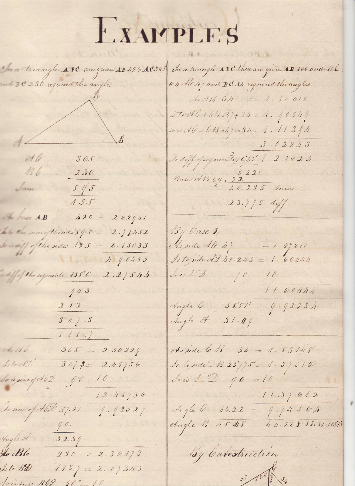 Orig 1837 Collection of Handwritten GEOMETRY PROBLEMS in SURVEYING – 28 pages