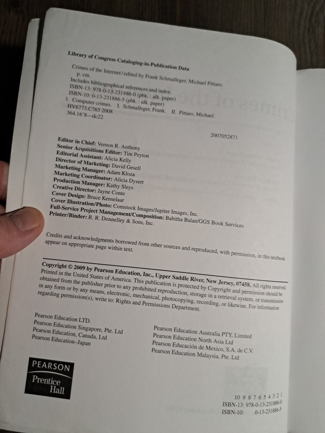 Crimes of the Internet by Michael Pittaro and Frank J. Schmalleger (2008,…