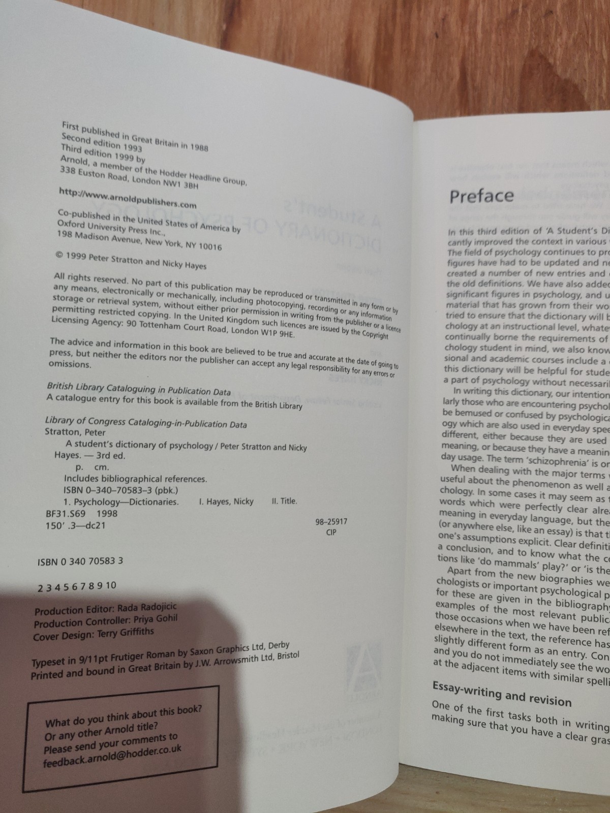 A Student’s Dictionary of Psychology Nicky Hayes