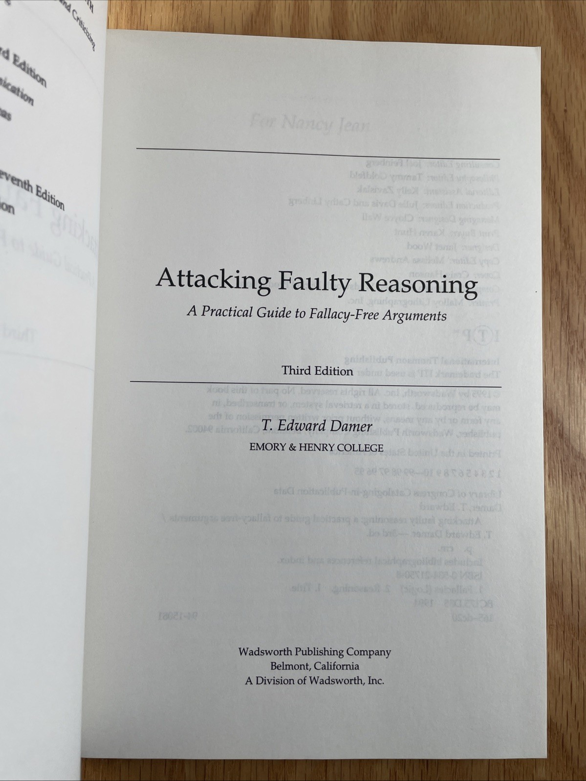 Attacking Faulty Reasoning – Third Edition – by T. Edward Damer