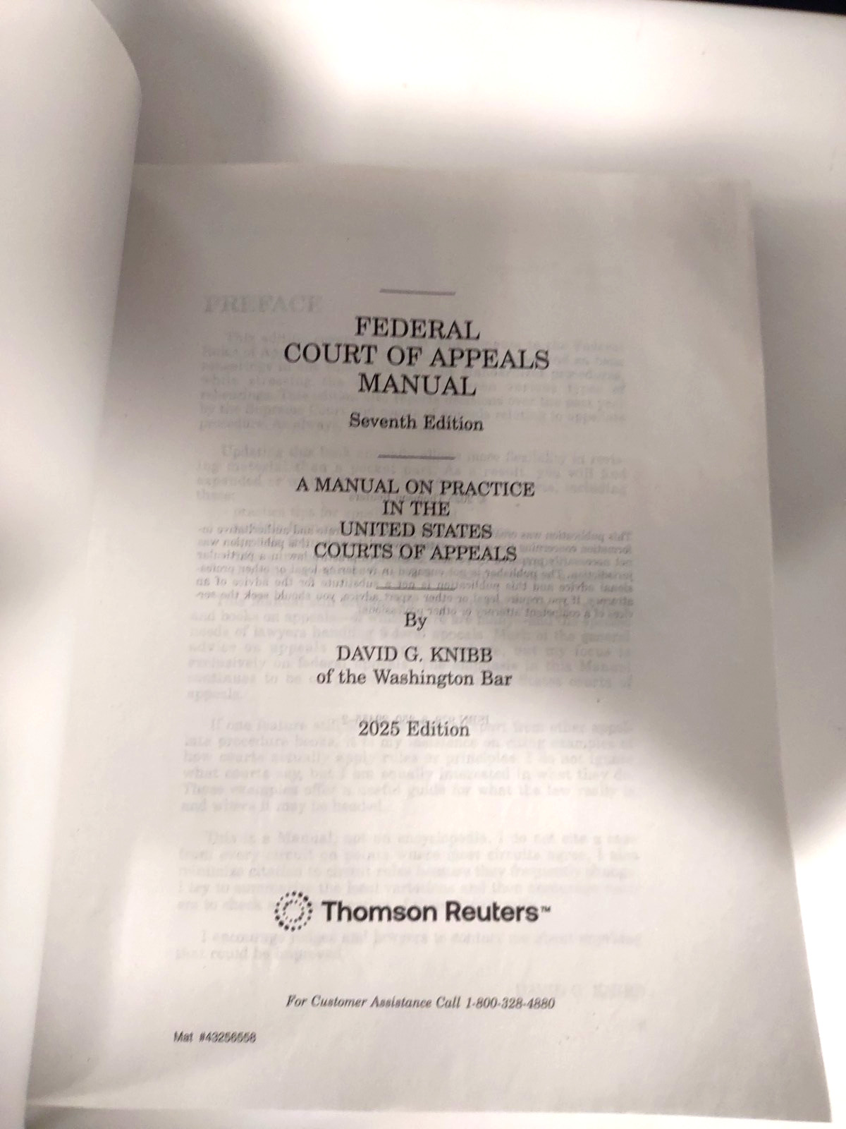 2025 Federal Court Of Appeal Manual Knibb 7th ed. Thomson Reuter NEW