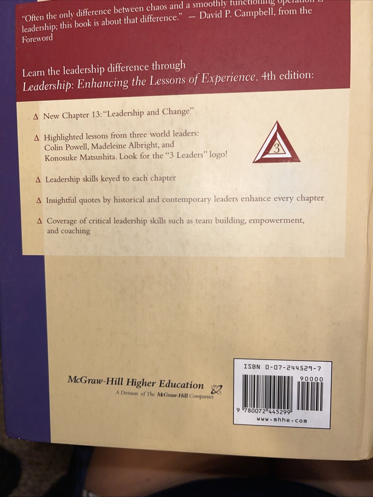 Leadership : Enhancing the Lessons of Experience