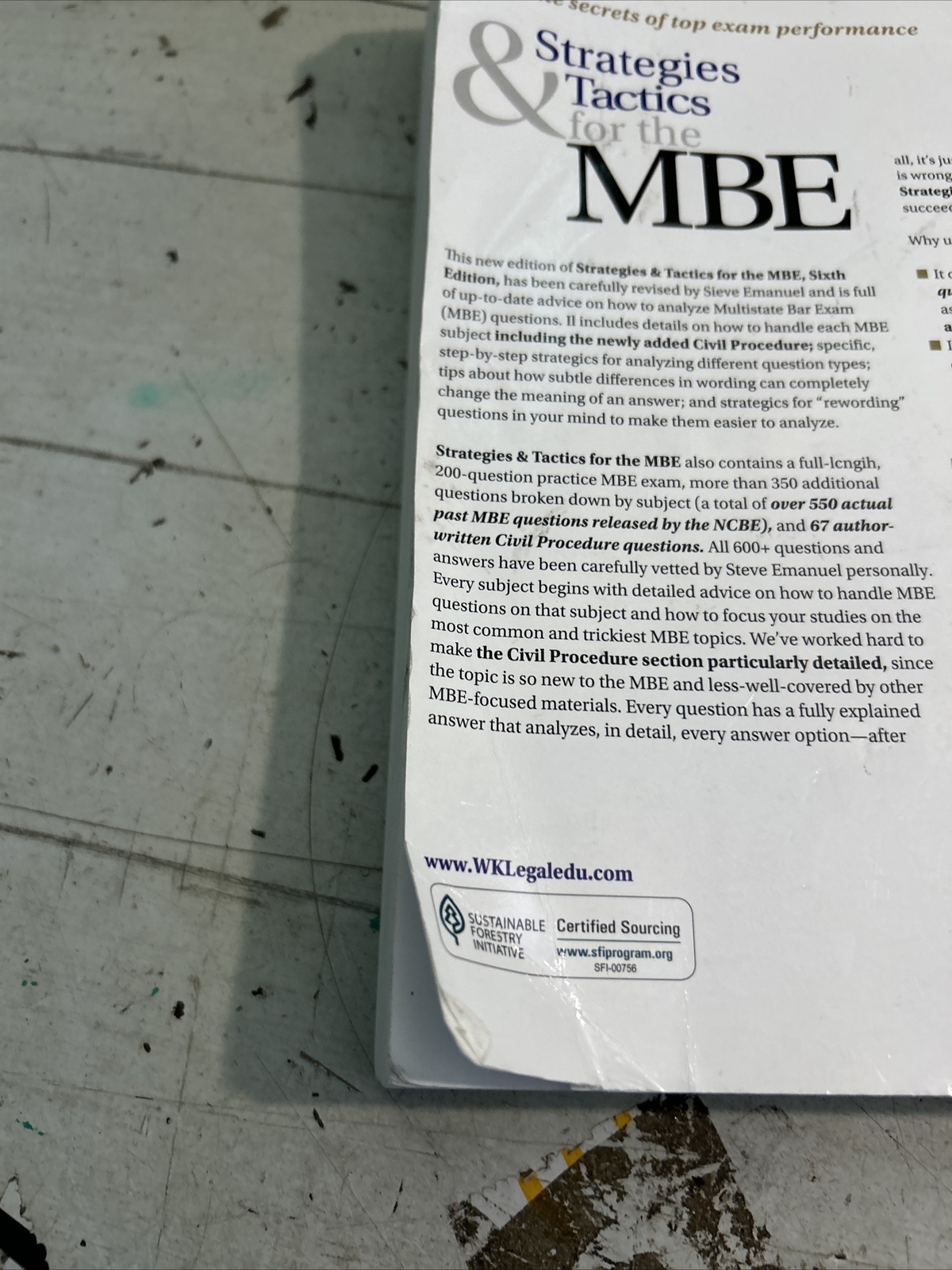 Strategies & Tactics for the MBE (Emanuel Bar Review) [Paperback] Steven L. Ema