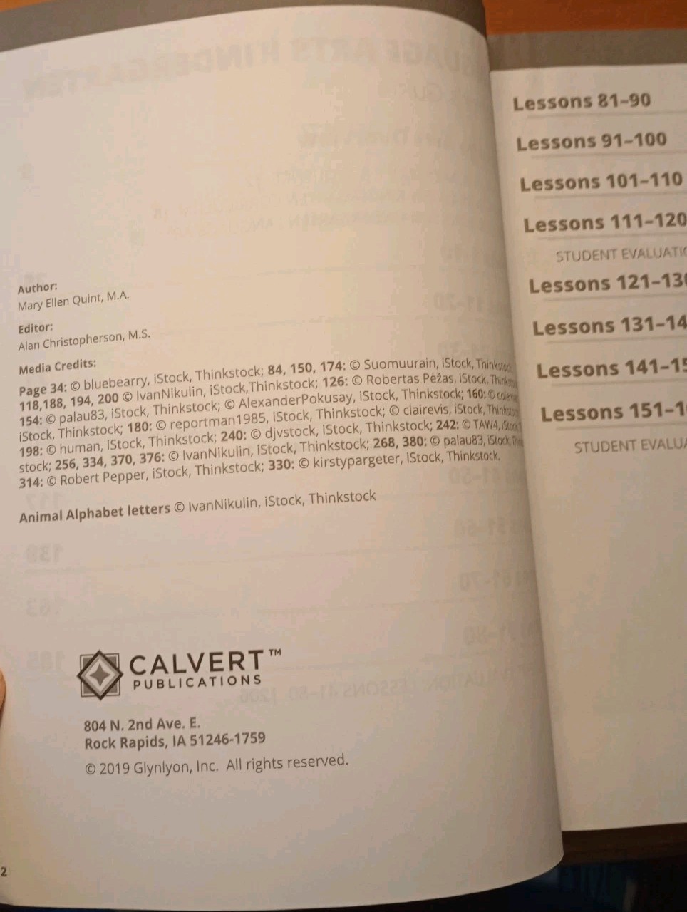 Calvert Publications Kindergarten Language Arts Teacher’s Guide 2021 printing