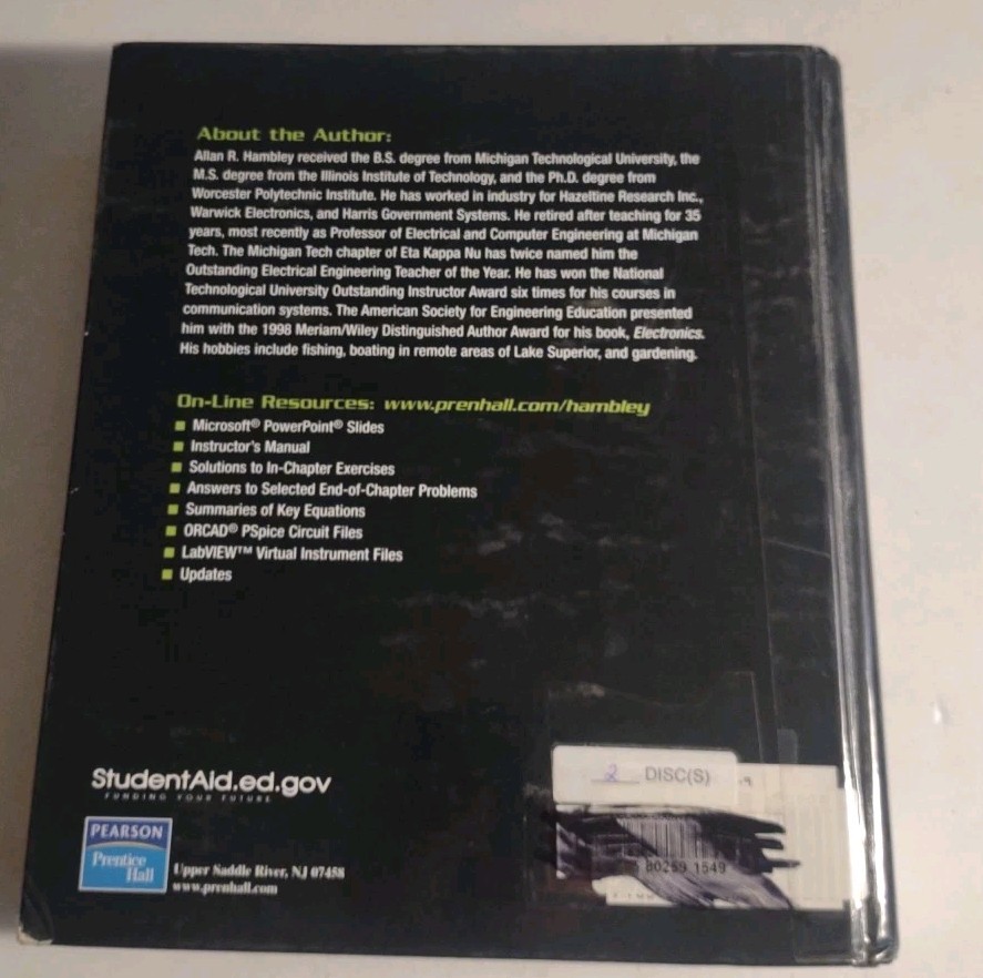 Electrical Engineering, Principles and Applications, 3rd Edition Hardcover Book.