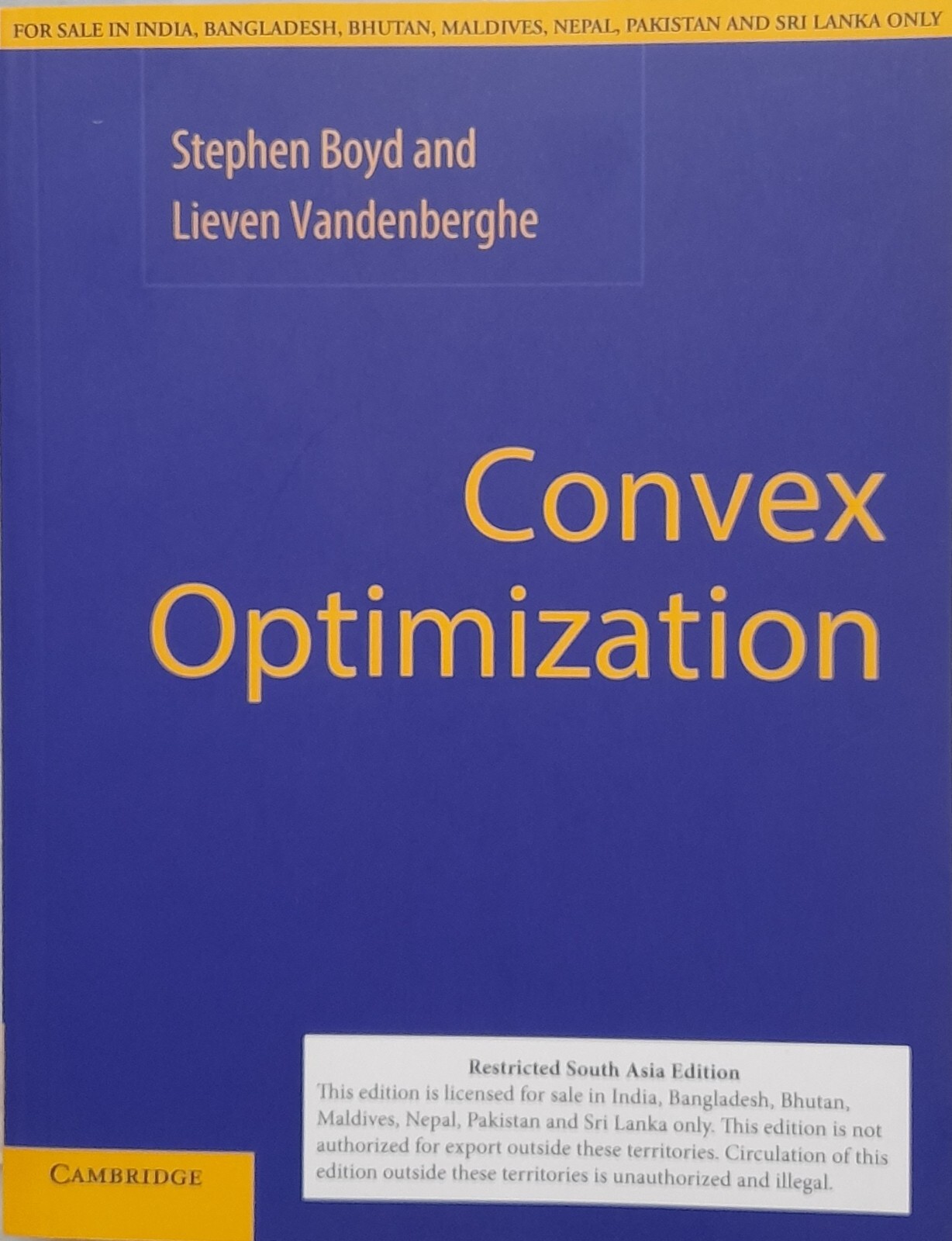 4-7DAYS DELIVERY- Convex Optimization by Stephen Boyd, International Edition
