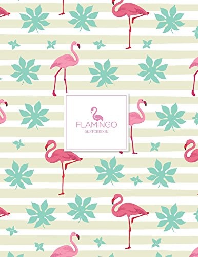 SKETCH BOOK: FLAMINGO COVER (8.5 X 11) INCHES 110 PAGES, By Beebee C *BRAND NEW*