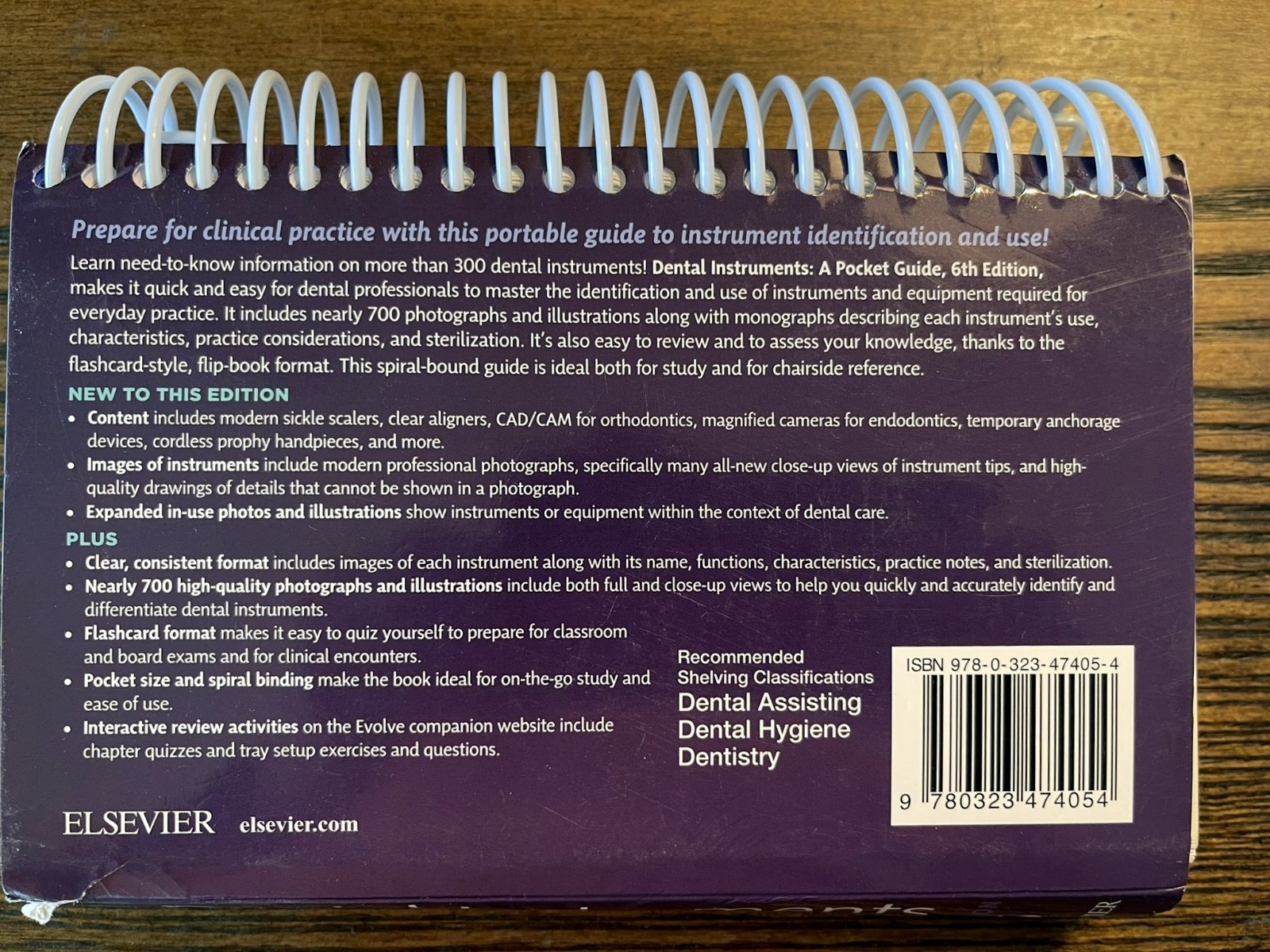 Dental Instruments: A Pocket Guide 6th Edition Spiral Bound Paperback : VG