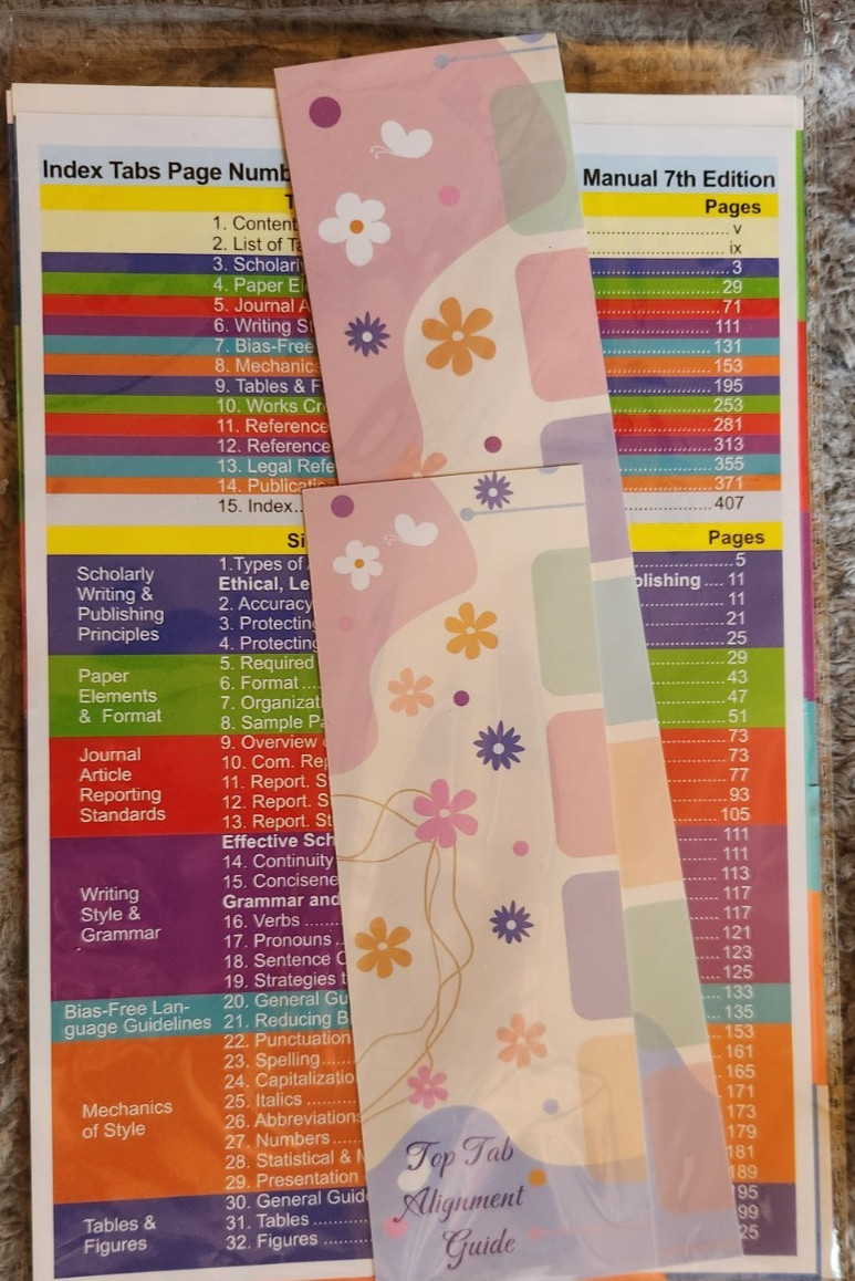 APA Publication Manual Index Tabs – 82 Laminated Color-Coded Book Tabs for Easy
