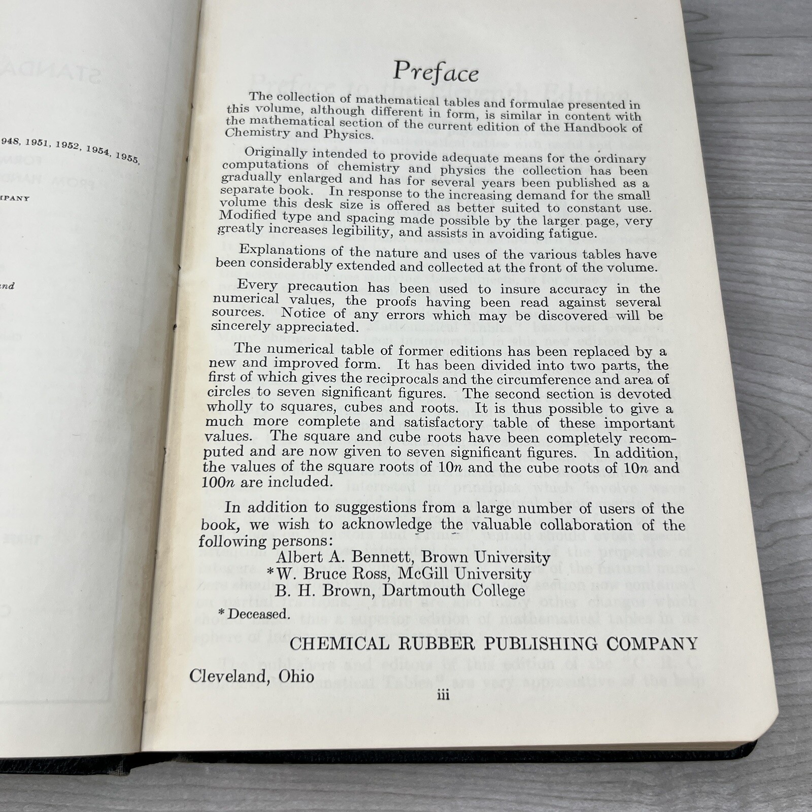 CRC Standard Mathematical Tables 11th Edition 1957 Vintage Hardcover Chem Math
