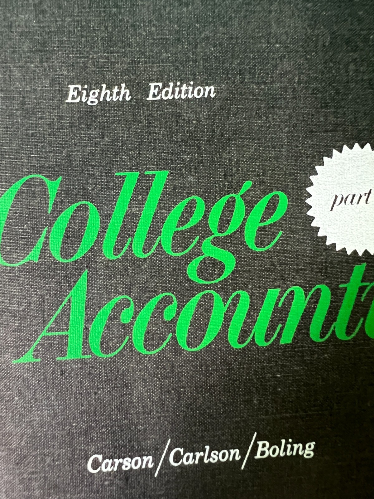 College Accounting Eighth Edition Part 1 Book 1967 Hardcover