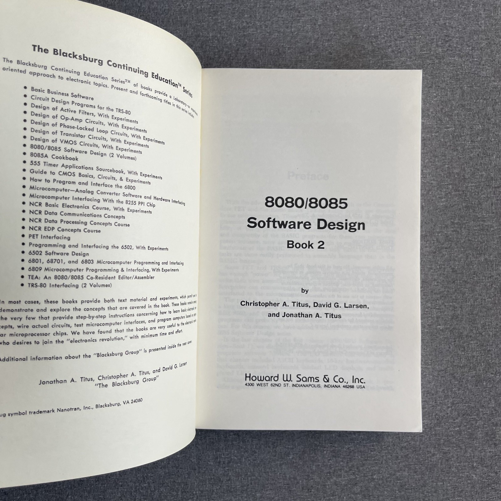 8080/8085 SOFTWARE DESIGN (BLACKSBURG CONTINUING EDUCATION By David G. Larsen