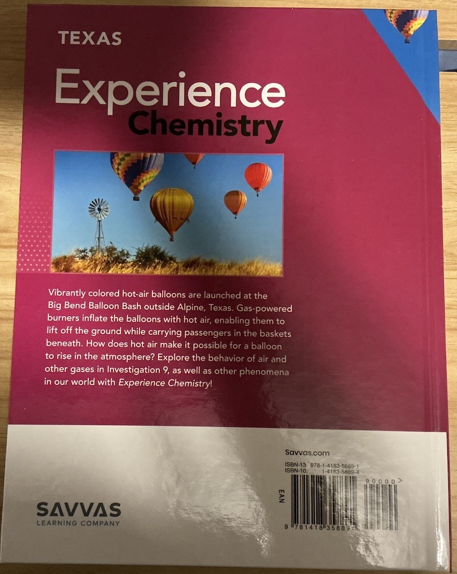 Experience Chemistry – Texas 2025 Savvas Hardcover