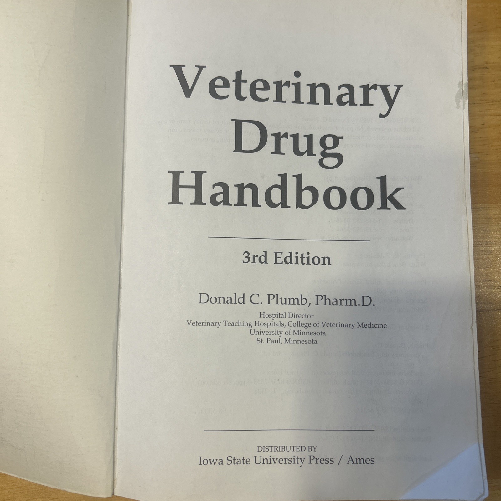 Veterinary Drug Handbook : Desk Edition by Donald C. Plumb (1999, paperback)