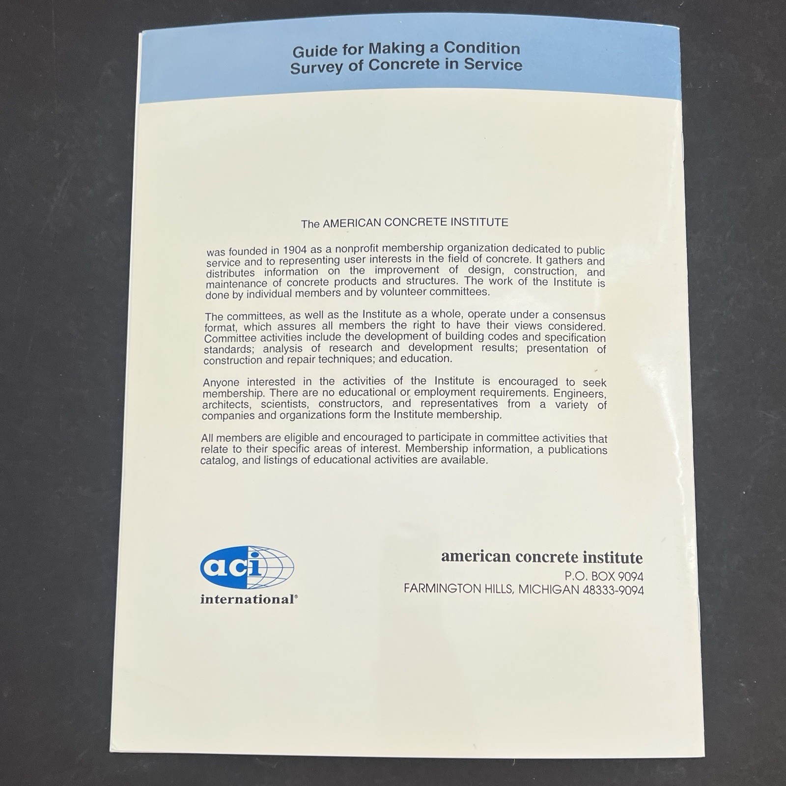 ACI 201.1R-92 Guide For Making A Condition Survey Of Concrete In Service