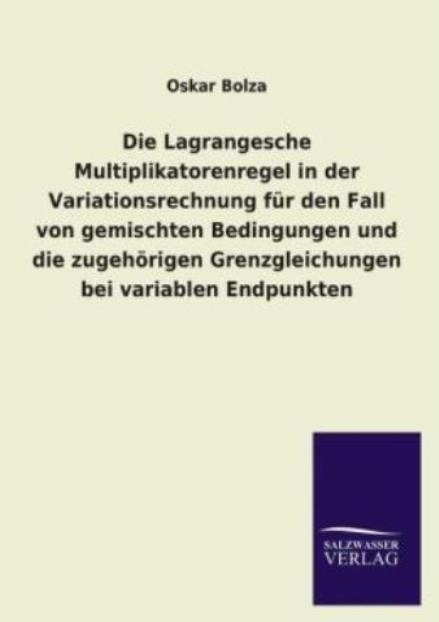 Die Lagrangesche Multiplikatorenregel In Der Variationsrechnung Fur Den Fal…